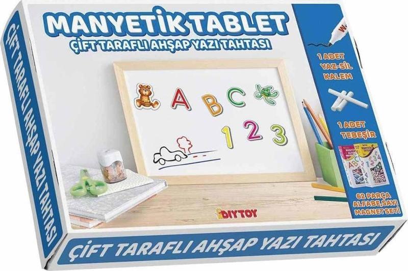 2250 Manyetik Çift Taraflı Tablet Ahşap Yazı Tahtası -Dıytoy