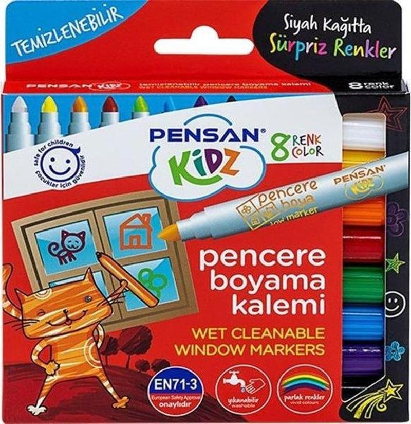 Kidz Temizlenebilir 8 Renk Pencere Markör Kalem Pe99925Mrk8Rnk