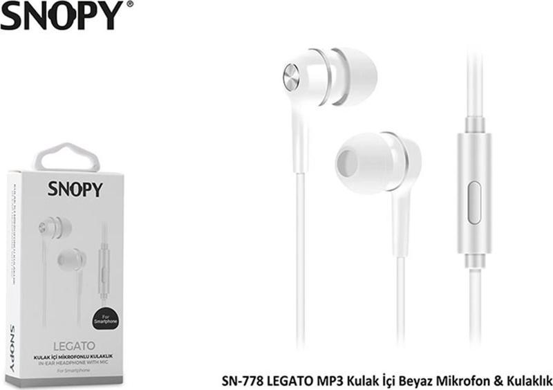 SN-778 Legato Beyaz Mp3 Kulak İçi Kulaklık