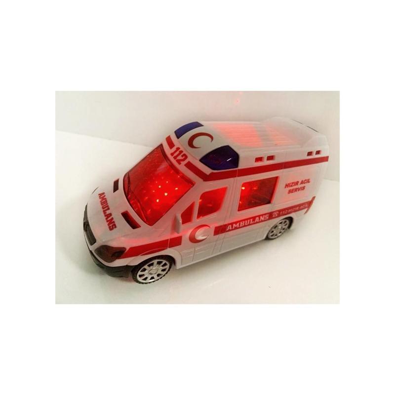 Can Oyuncak 3D Işıklı Sesli Sirenli Pilli Oyuncak Ambulans Araba 112 Acil Kurtarma