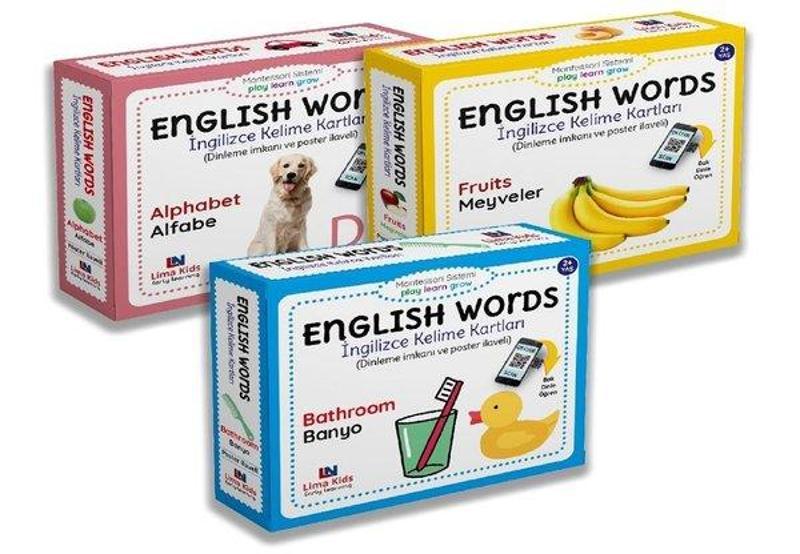Lima Kids English Words - İngilizce Kelime Kartları Seti - 3 Kitap Takım - Kolektif