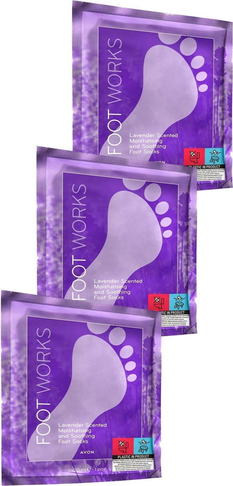 Foot Works Lavanta Kokulu Nemlendirici ve Rahatlatıcı Ayak Çorabı Üçlü Set