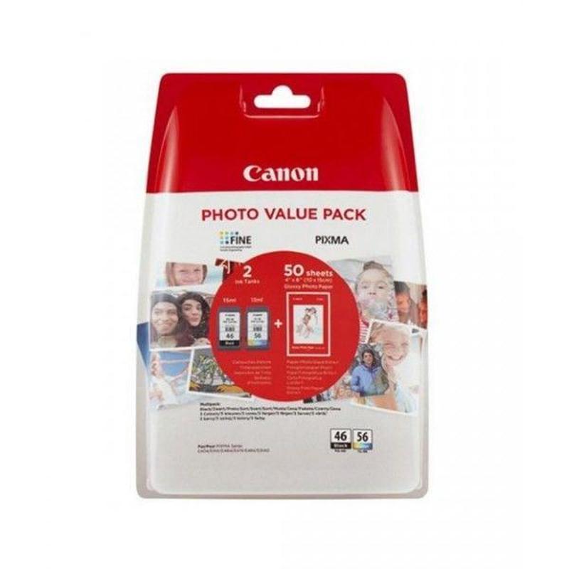 Canon PG-46 / CL-56 Orijinal 2'Li Paket Mürekkep Kartuş Fotoğraf Kağıdı Hediyeli 9059B003