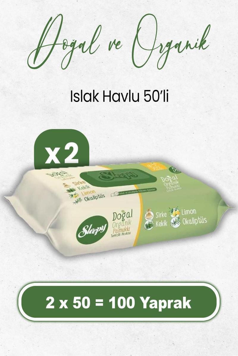 Doğal Ve Organik Islak Mendil 50 x 2 Adet (100 Yaprak)