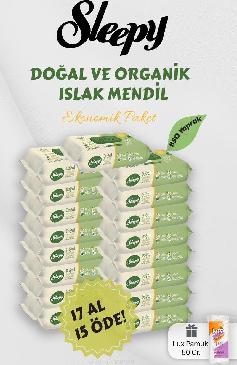 Organik Islak Mendil 17 AL 15 Öde Hediyeli