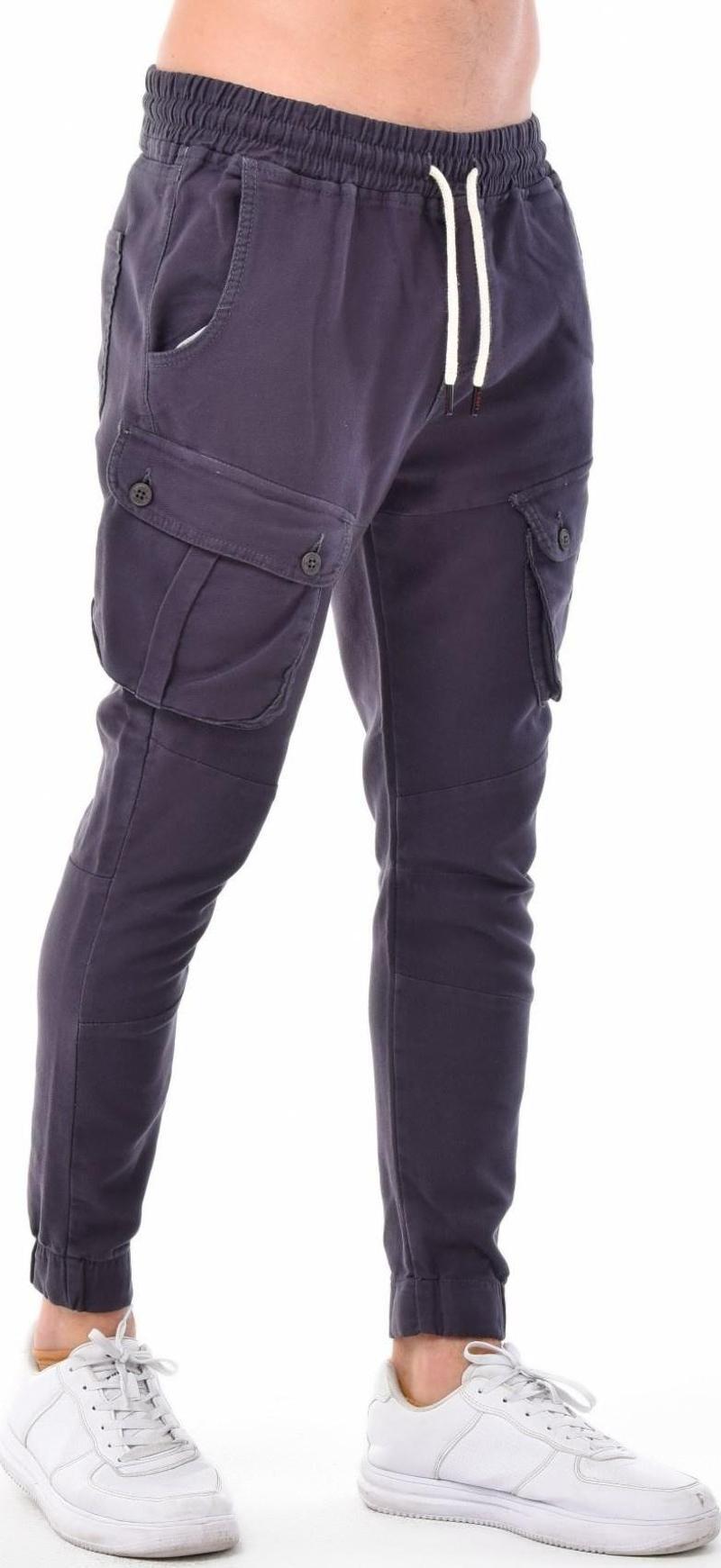 Erkek Kargo Cepli Beli ve Paçası Lastikli Jogger Pantolon Slim Fit - C339