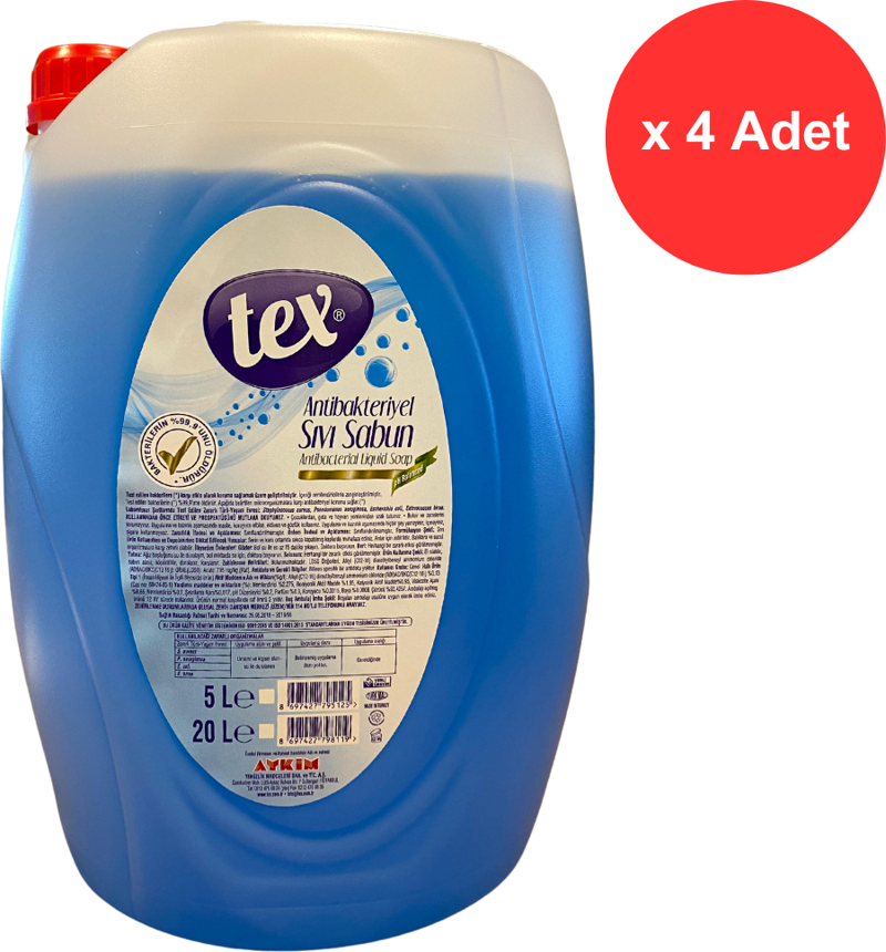 Antibakteriyel Sıvı Sabun 4 x 5 Litre (20 Litre)