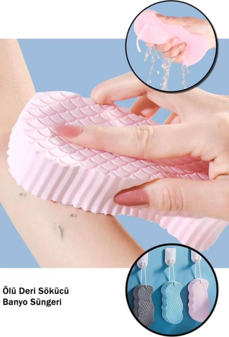 2 Adet Ölü Deri Temizleyici Banyo Lifi Peeling Masaj Süngeri MIT1106