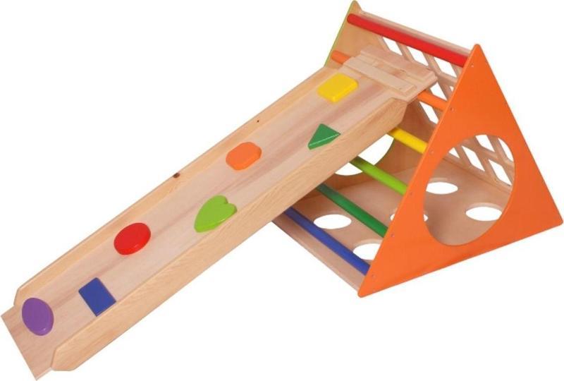 WoodnJoy Ahşap Üçgen Pikler + Geometrik Rampa ve Kaydırak Seti  (2'li Set)