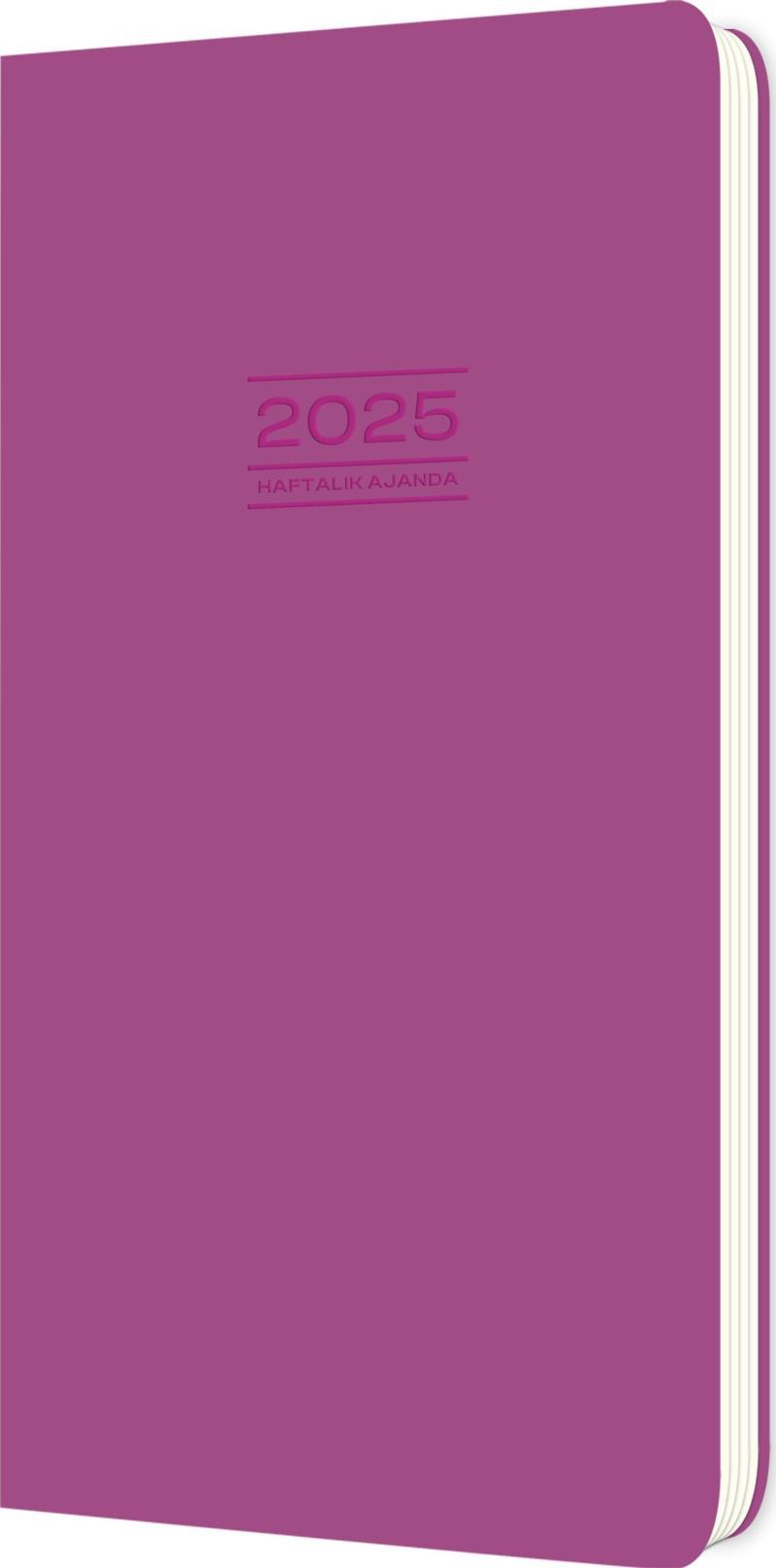 2025- 8*16 Ciltli Haftalık Cep Ajandası - Pembe