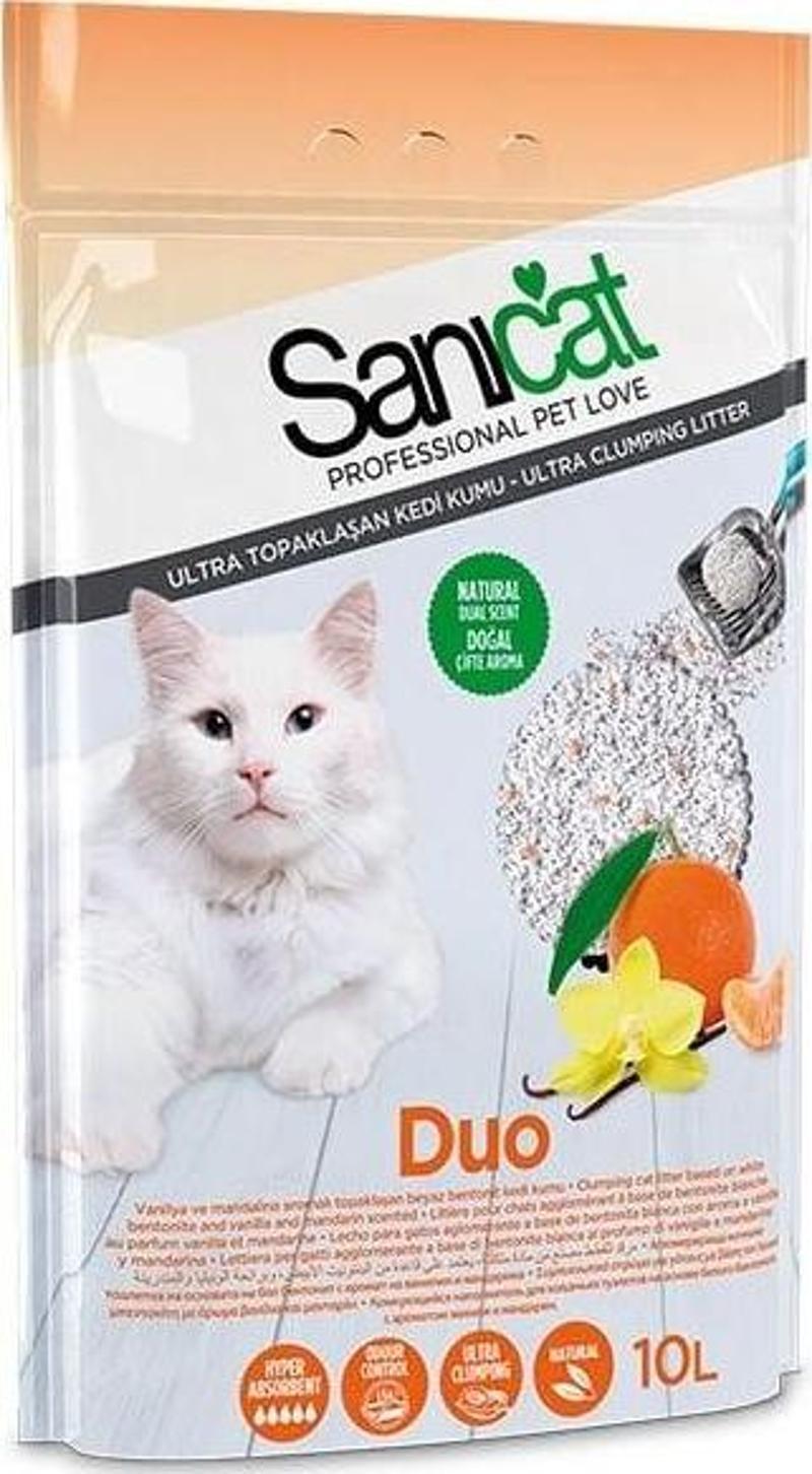 Duo Vanilya ve Mandalina Kokulu Topaklaşan Kedi Kumu 10 Lt