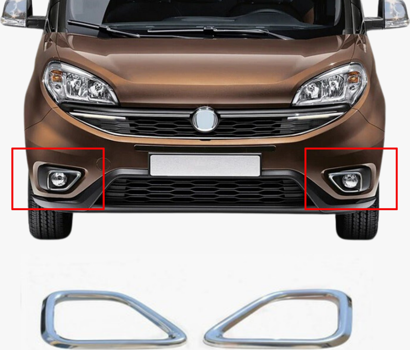 Fiat Doblo Krom Sis Farı Çerçevesi 2015 Üzeri (2parça) Paslanmaz Çelik