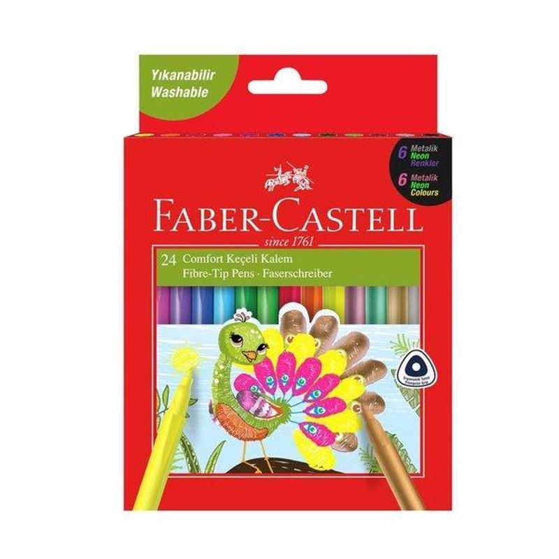 Faber-Castell Faber-Castell Comfort 6 Neon 6 Metalik 12 Klasik 24'lü Keçeli Kalem