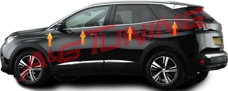 Peugeot 3008 Krom Cam Çıtası 8Prç. 2016 ve Üzeri P.Çelik