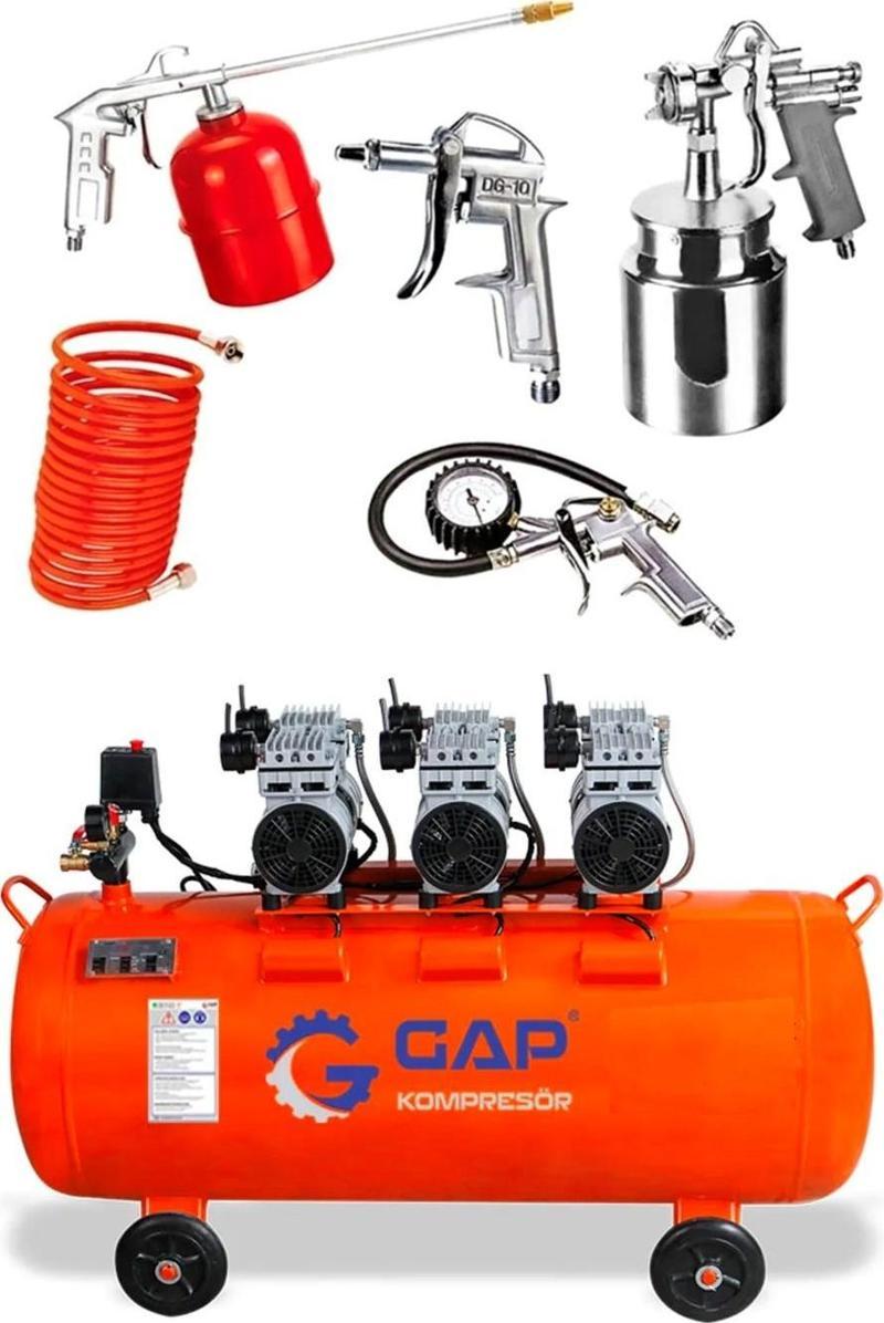 Gap | 100 Lt Sessiz Ve Yağsız Hava Kompresörü 3 HP 5'Lİ Havalı Set