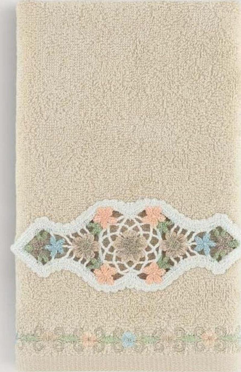 Tuna Bambu Nakıslı Havlu Bej 30X50
