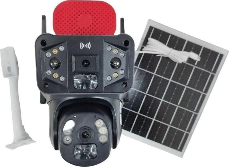 Av-S426 4G Sim Kartlı 2 Kameralı 4Mp Solar Panelli Güneş Enerjili Ptz 360° Dönebilen Kamera