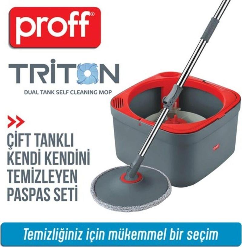 Yeni Triton 170° Spin Mop Temiz Kirli Su Tanklı 2 Lt Temiz Su Kapasitesi