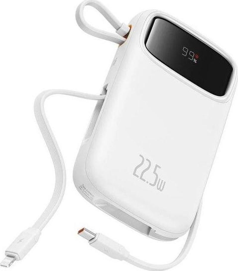 Q Pow 2 Dijital Ekranlı 22.5W 10.000 mAh Dual Kablolu Powerbank Beyaz