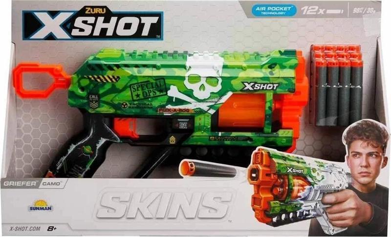 36561 X-Shot Skins Griefer 12 Mermili Sünger Dart Atan Silah 32 cm