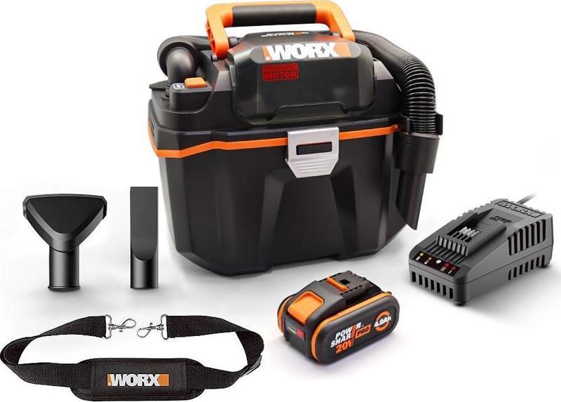 WX031 20Volt 4.0Ah. 200W/16Kpa Li-ion Kömürsüz Flexi Esnek Hortumlu Profesyonel Şarjlı Islak/Kuru Süpürge & Üfleme