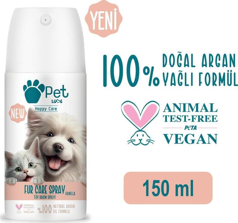 Kediler ve Köpekler İçin Tüy Bakım Spreyi Vanilya 150 ml 100% Doğal Argan Yağlı