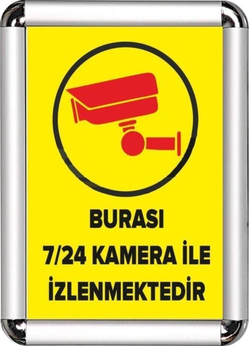 Burası 7/24 Kamera Ile Izlenmektedir Cerceveli Uyarı Ve Yönlendirme Levhası