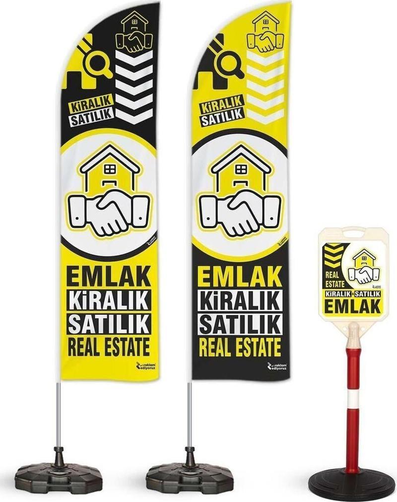 Emlak Kiralık Satılık Real Estatetemalı 2 Adet Yelken Bayrak Ve 1 Bariyer Duba Takımı