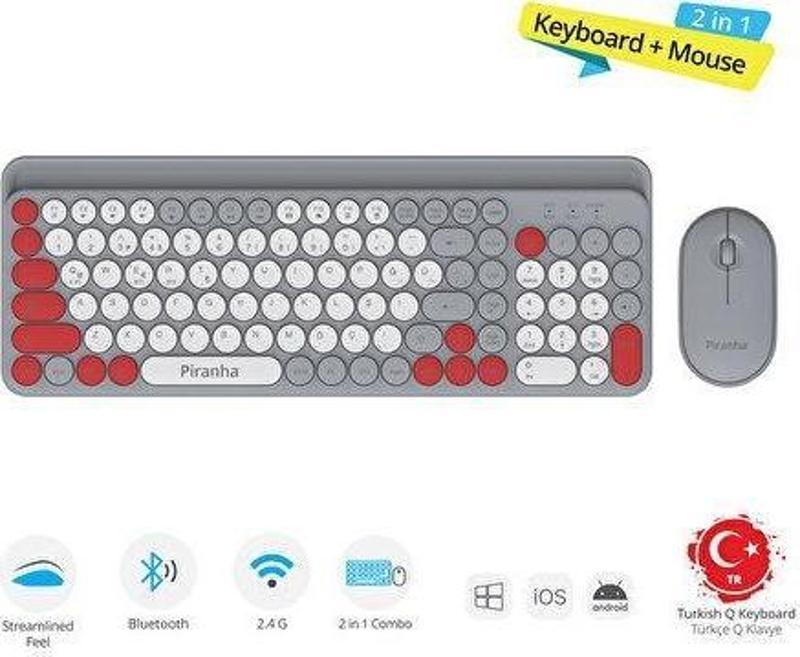 2381 Bluetooth Klavye ve Mouse Seti Gri