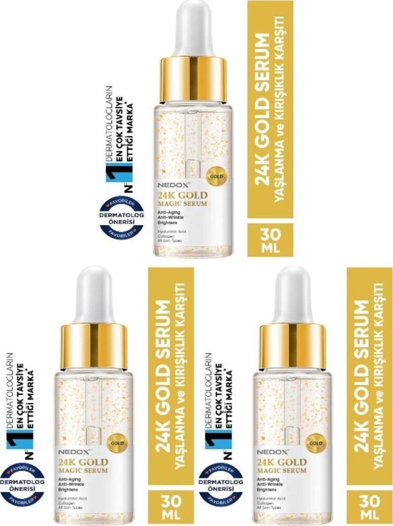 3 Adet Yaşlanma Ve Kırışıklık Karşıtı Anti Aging 24k Gold Serum 30 ml