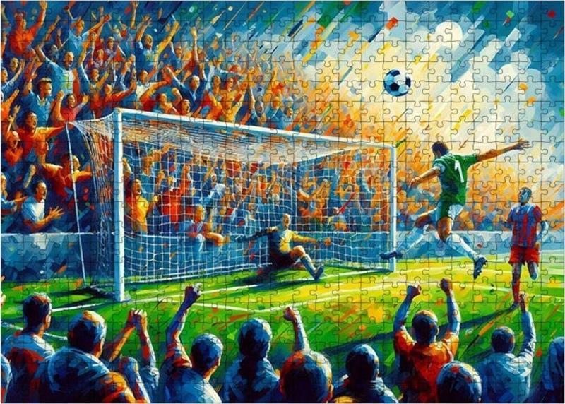 Ahşap Mdf Puzzle Yapboz Futbol Maçı Temalı 500 Parça 50 x 70 cm