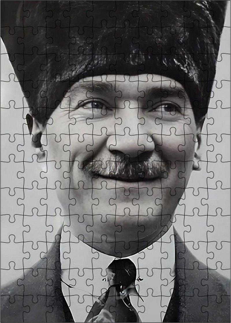 Ahşap Mdf Puzzle Yapboz Mustafa Kemal Atatürk Gülüyor 120 Parça 25 x 35 cm