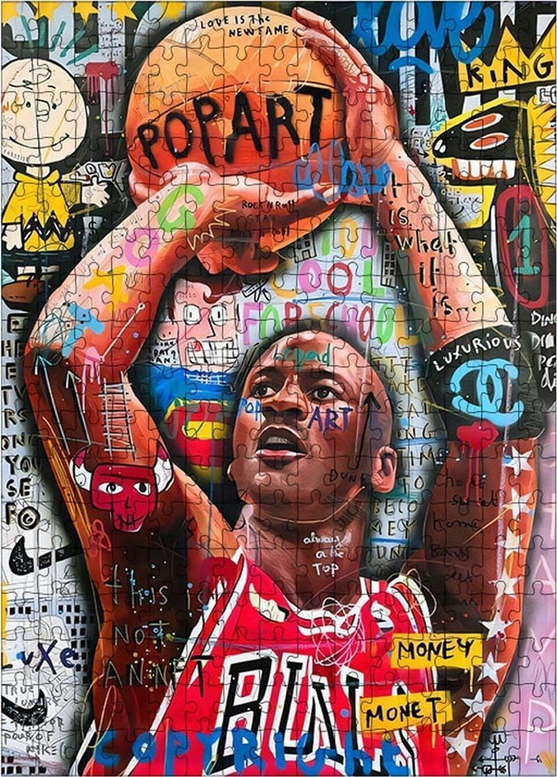 Ahşap Mdf Puzzle Yapboz Pop Art Basketbolcu 255 Parça 35 x 50 cm