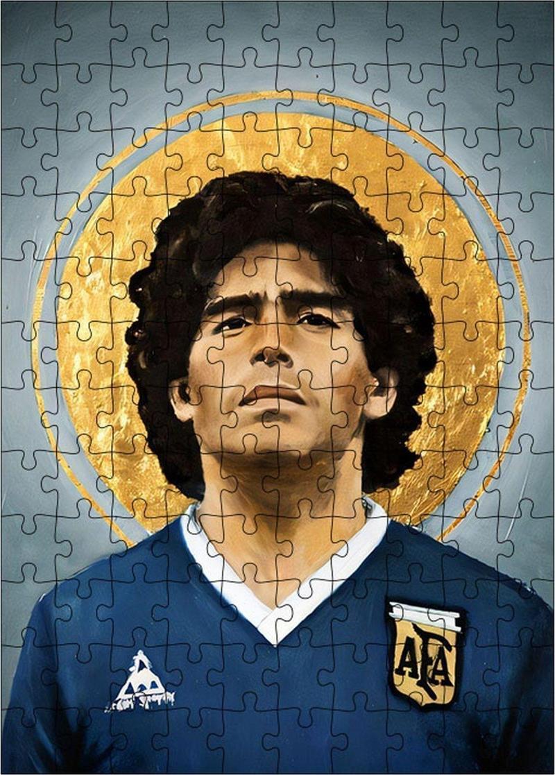 Ahşap Mdf Puzzle Yapboz Maradona Futbolcu 120 Parça 25 x 35 cm