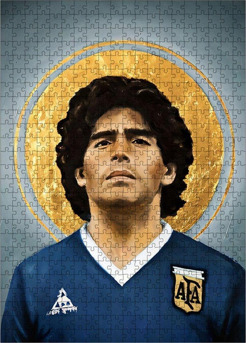 Ahşap Mdf Puzzle Yapboz Maradona Futbolcu 500 Parça 50 x 70 cm