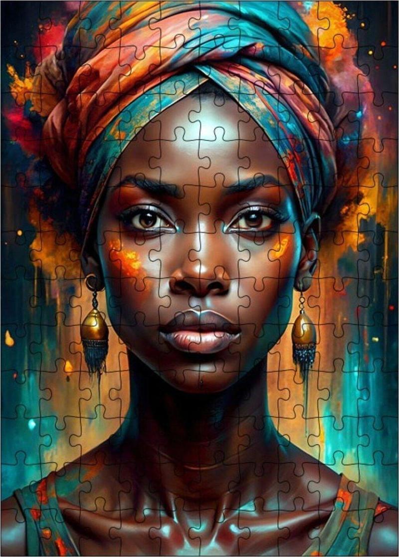 Ahşap Mdf Puzzle Yapboz Afrikalı Kadın 120 Parça 25 x 35 cm