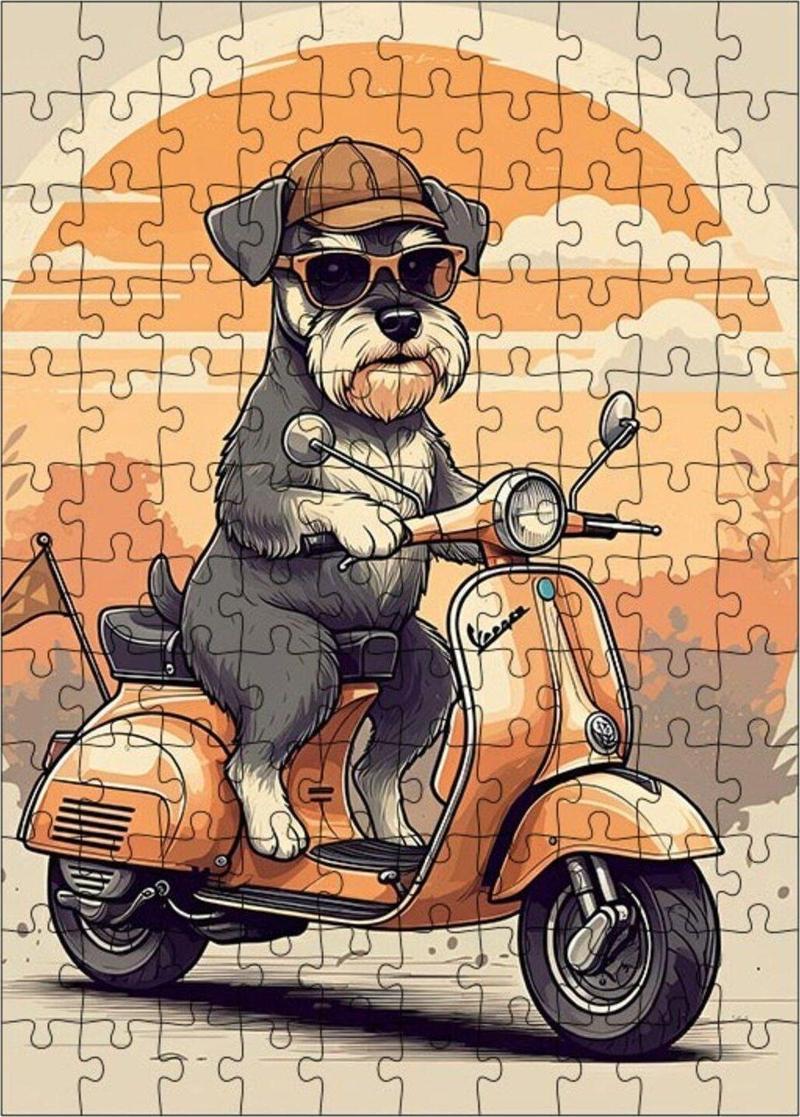 Ahşap Mdf Puzzle Yapboz Scooter Köpek 120 Parça 25 x 35 cm