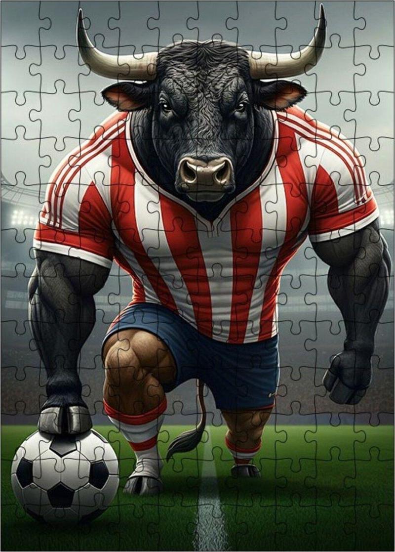 Ahşap Mdf Puzzle Yapboz Futbolcu Boğa 120 Parça 25 x 35 cm