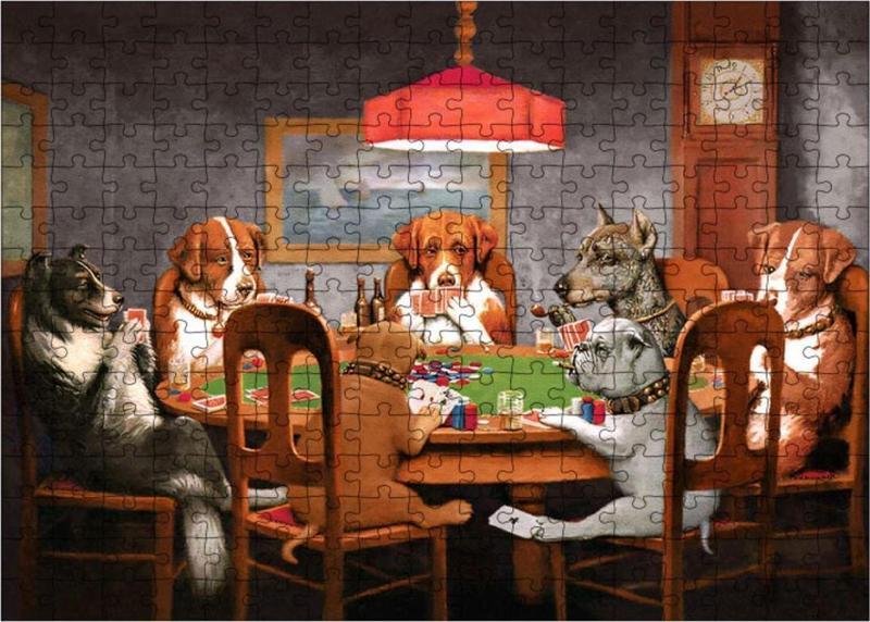 Ahşap Mdf Puzzle Yapboz İskambil Oynayan Köpekler 255 Parça 35 x 50 cm