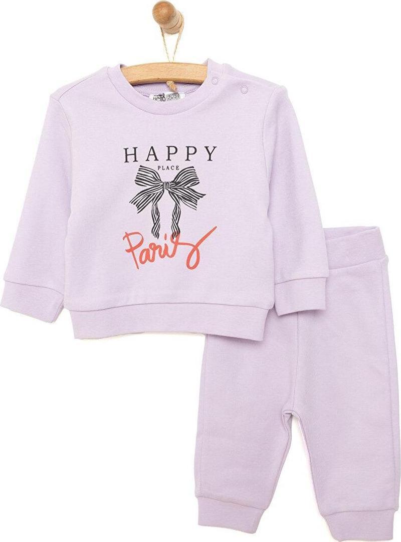 HelloBaby Basic Kız Paris Baskılı Eşofman Takımı Kız Bebek