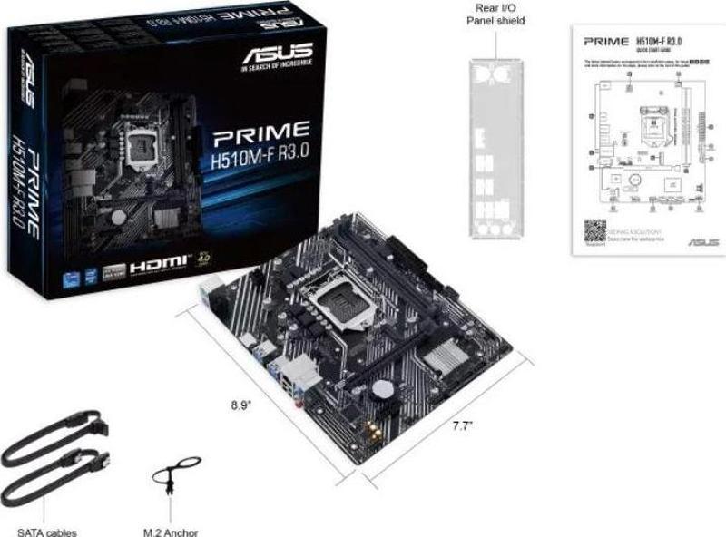 PRIME H510M-F R3.0 H470 DDR4 (Vga Yok) GLan mATX HDMI M2 USB3 1200Pv2 Anakart