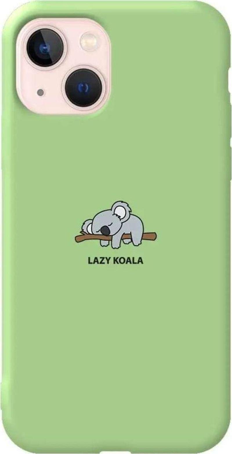 iPhone 13 Açık Yeşil Renkli Silikon Telefon Kılıfı - Lazy Koala