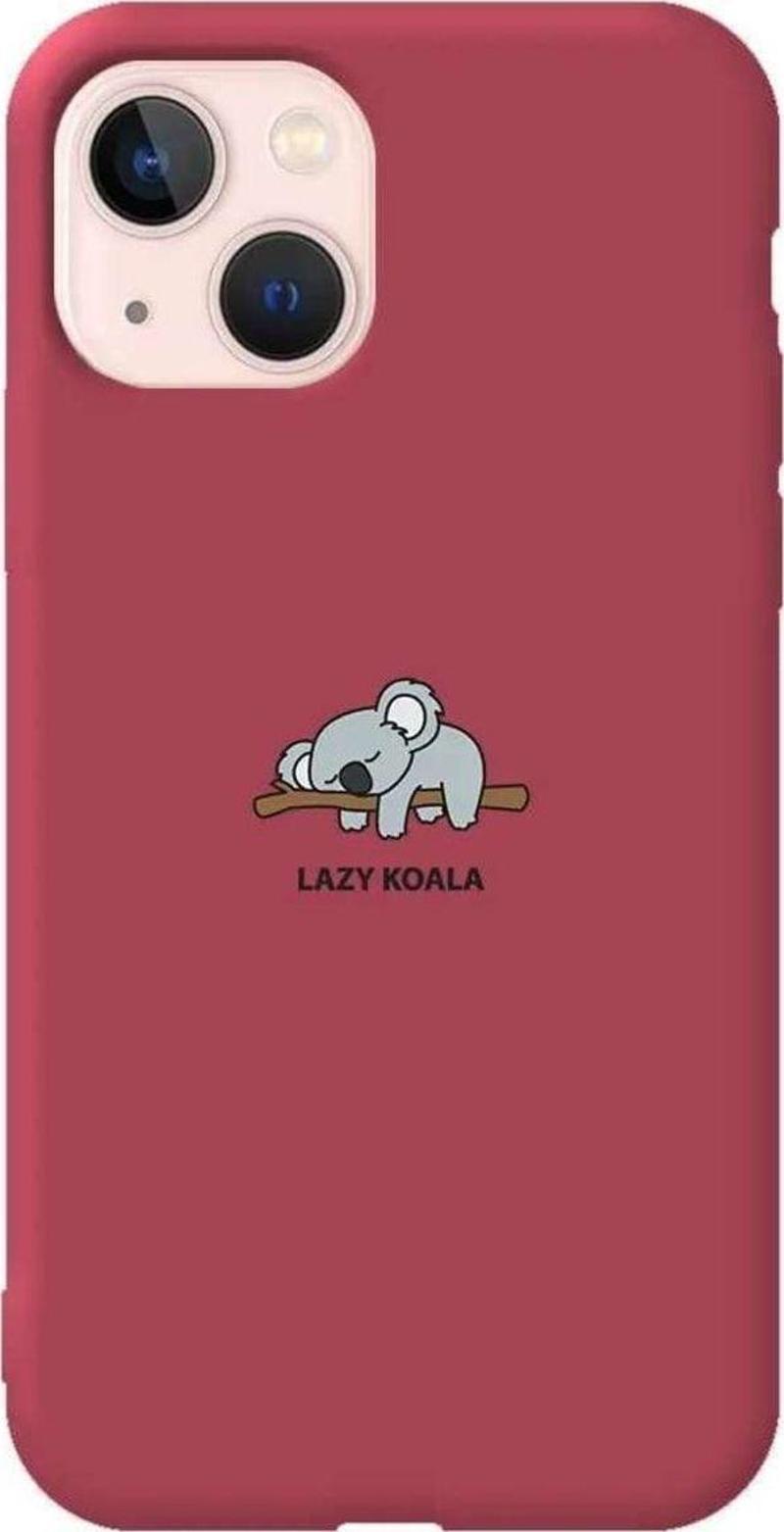 iPhone 13 Bordo Renkli Silikon Telefon Kılıfı - Lazy Koala