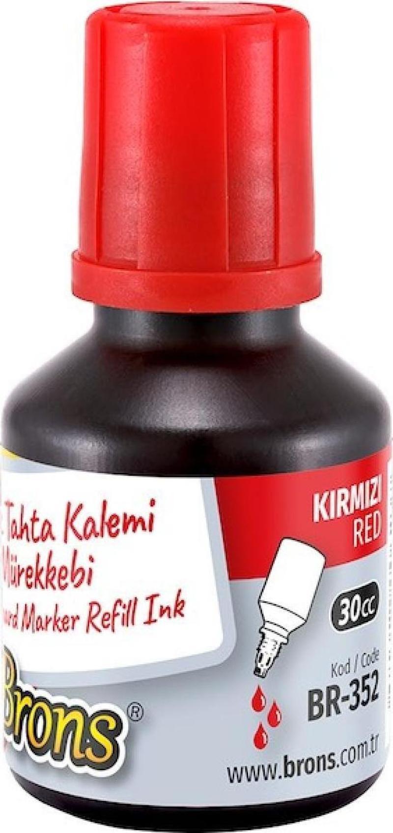 BEYAZ TAHTA KALEM MÜREKKEBİ 30cc KIRMIZI BR-352 - (12 Adet)