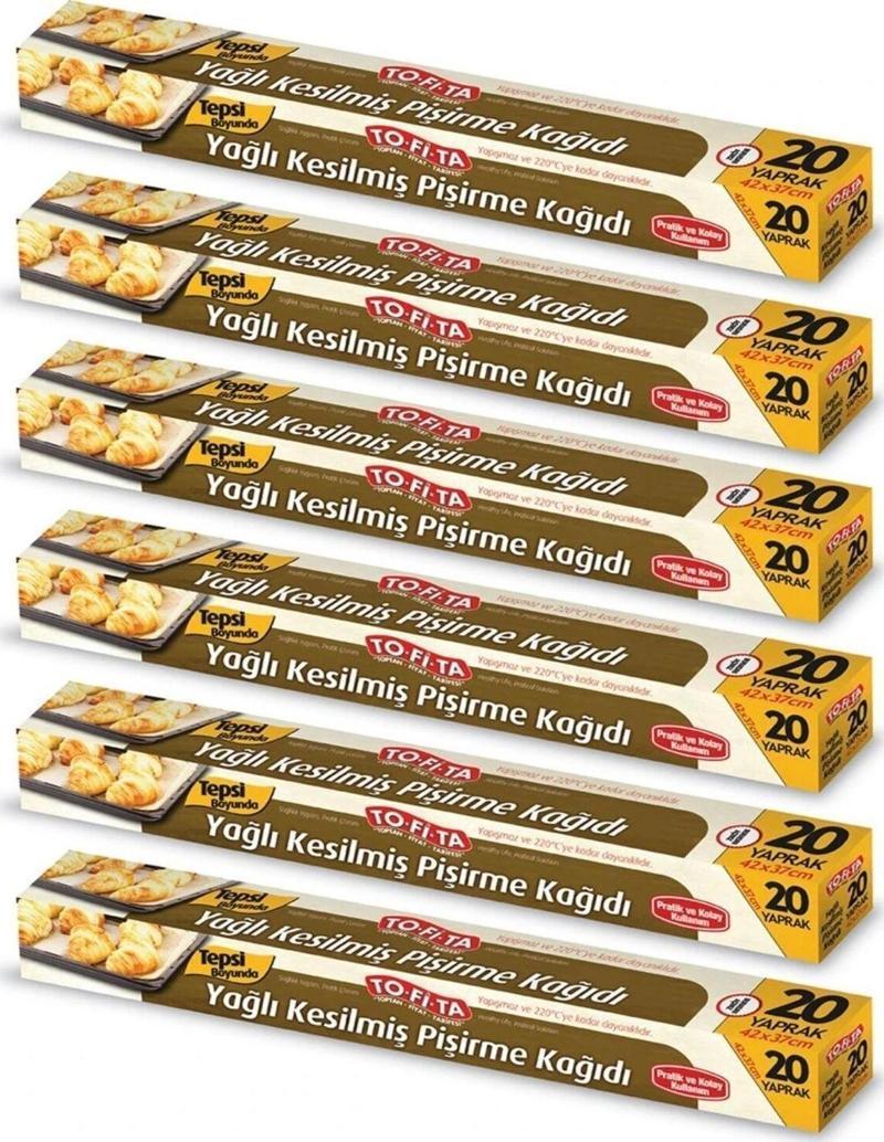 6 Kutu 20 Yaprak Hazır Kesilmiş Yağlı Pişirme Kağıdı 42X37 Cm