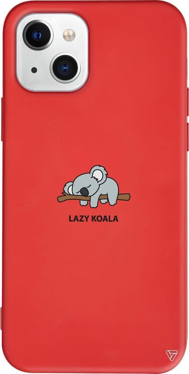 iPhone 13 Kirmizi Renkli Silikon Telefon Kılıfı - Lazy Koala