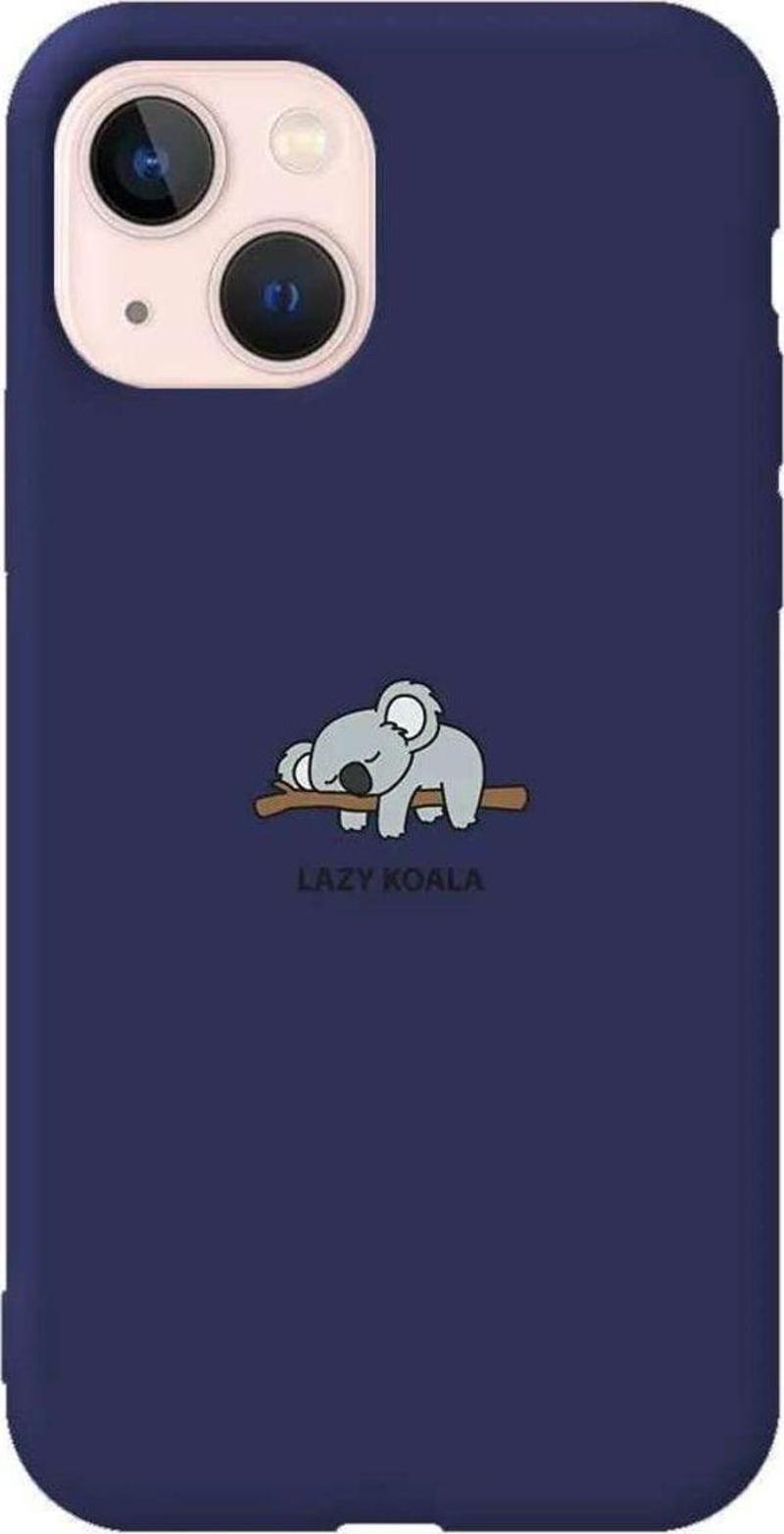 iPhone 13 Lacivert Renkli Silikon Telefon Kılıfı - Lazy Koala