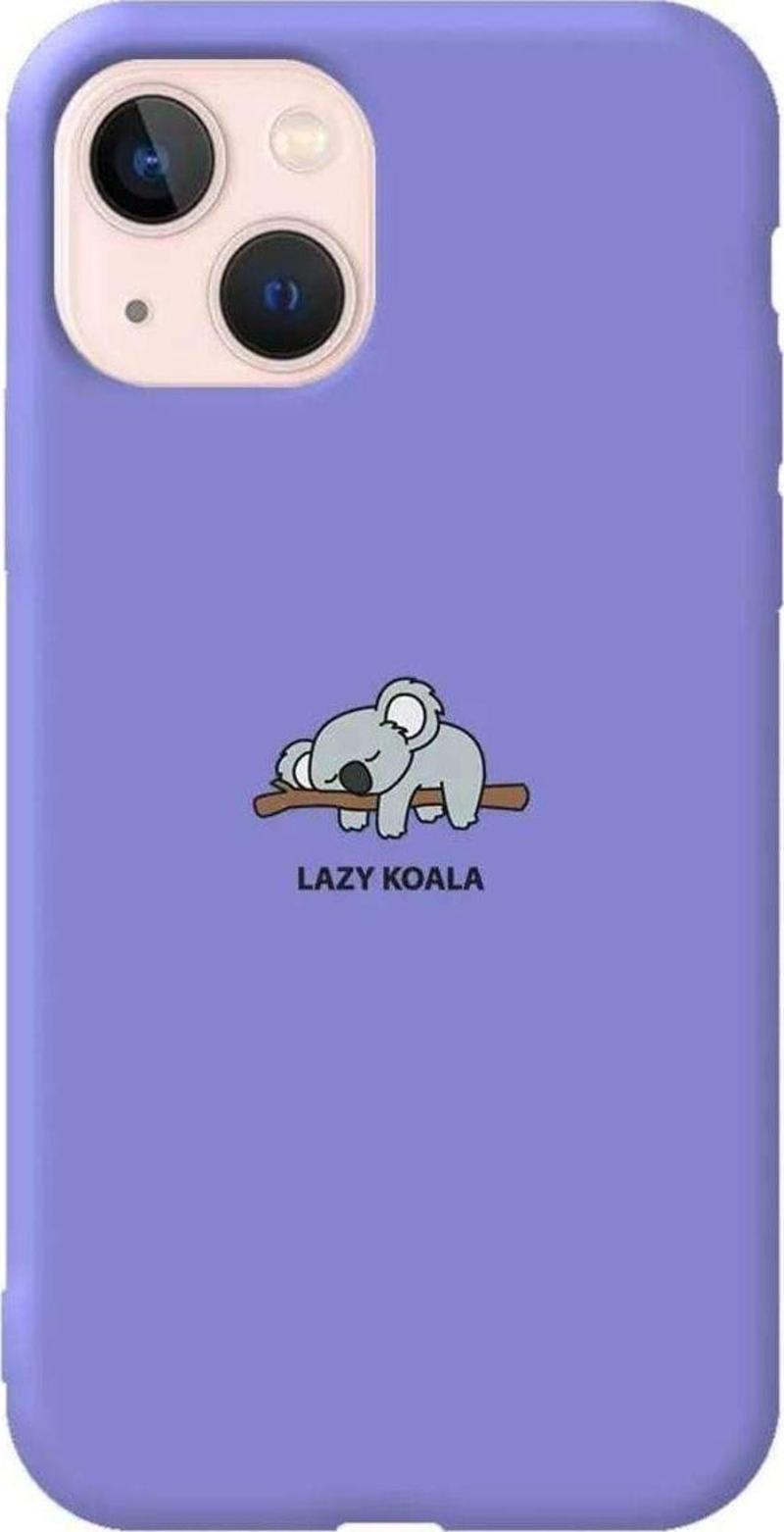 iPhone 13 Lila Renkli Silikon Telefon Kılıfı - Lazy Koala