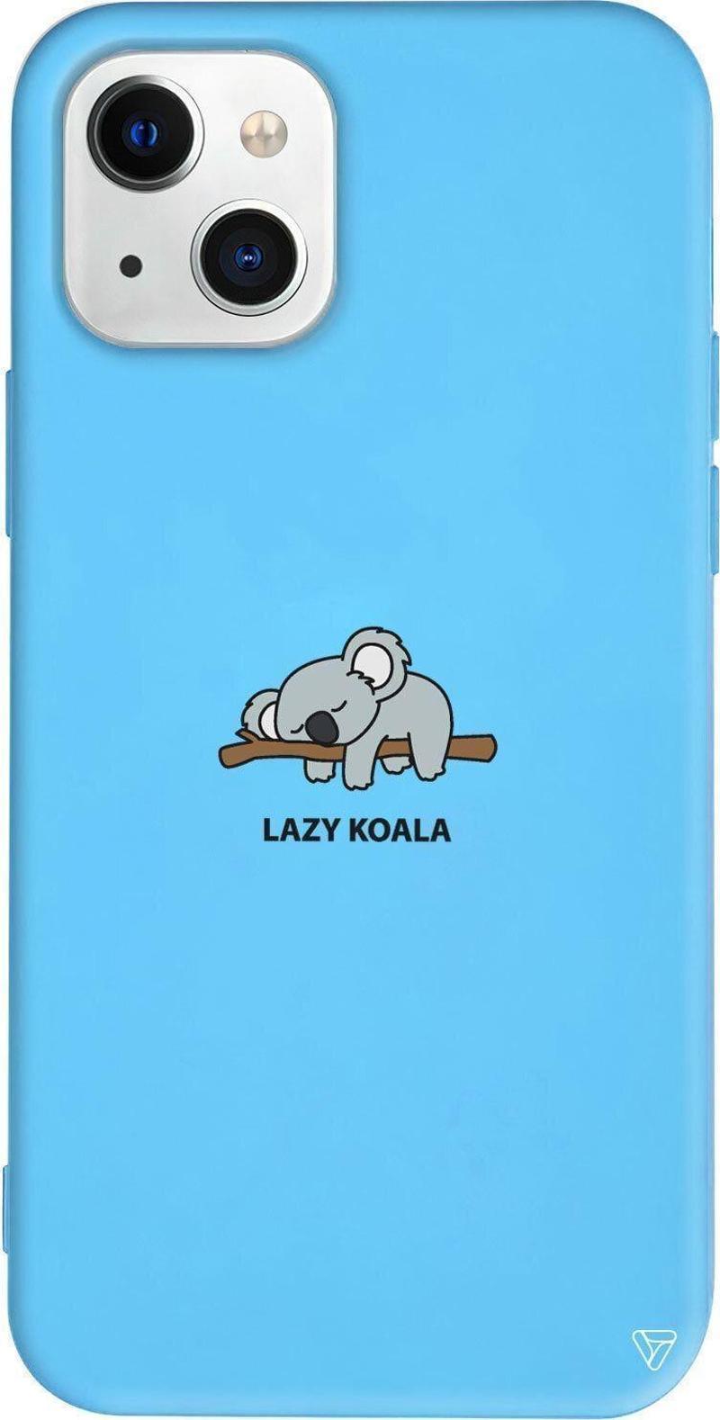 iPhone 13 Mavi Renkli Silikon Telefon Kılıfı - Lazy Koala