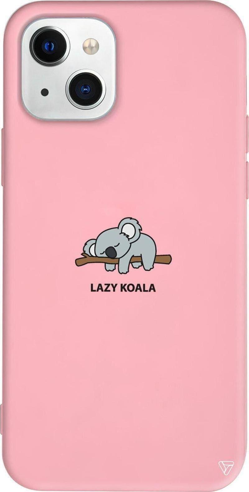 iPhone 13 Pembe Renkli Silikon Telefon Kılıfı - Lazy Koala